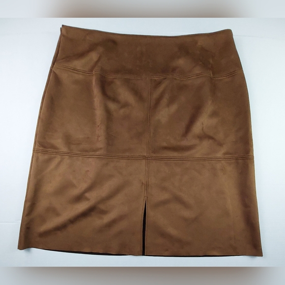 Chaps Skirt Womens Size 20W Fall DNM 2 Brown Back Slit Stretch NWT $86.00 - Picture 2 of 12